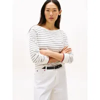 Tommy Hilfiger Strickpullover CO JERSEY STITCH BOAT-NK SWEATER mit