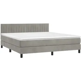 vidaXL Boxspringbett mit Matratze & LED Hellgrau 180x200 cm Samt
