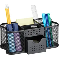 Relaxdays Schreibtisch Organizer, Büro Organizer mit Stiftehalter & Schublade,