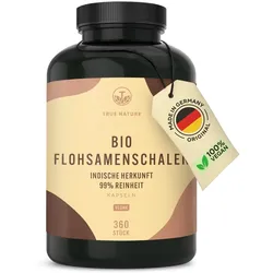 Bio Flohsamenschalen Kapseln - 85% Ballaststoffgehalt, Vegan 360 St