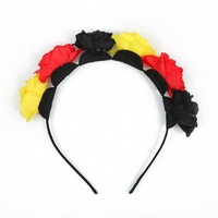 ZADAWERK Haarreif Deutschland - Belgien, Fan-Accessoire, 1-tlg., Haarschmuck, Blumen in schwarz, rot und gelb bunt|gelb|rot|schwarz