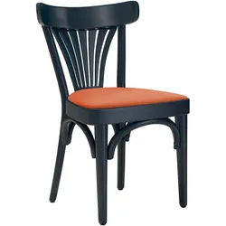 Cabris | Bugholzstuhl | Holz / Samt | Dunkelblau / Orange | Bugholz