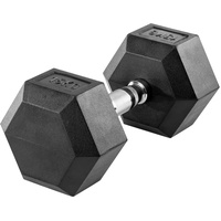 Sport-Tec Hex Kompakthantel aus Gummi, 15 kg, Hexagon-Hantel, Krafttraining, Fitness Hantel, Muskelaufbau, Bodybuilding