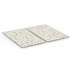 Zeller Herdabdeck-/Schneideplatten Terazzo, 2-teiliges Set, Vielseitiges Schneideplatten-Set aus hitzebeständigem Glas, 1 Set = 2 Herdabdeck-/Schneideplatten