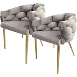 Kayoom Polsterstuhl KAYOOM "Stuhl Grace 125 2er-Set, Gestell aus Eisen, bequem gepolstert", grau (taupe, gold), B:65cm H:79cm T:61cm, Stoff aus Polyester, Schaumstoff, Sperrholz Gestell: 100% Eisen, Stühle, Polsterstuhl, Graziöses Design, absolutes Eye-Catcher,