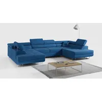Ecksofa, Wohnzimmer U Couch, Polstersofa mit Bettkasten - GUSTAW-U - Dunkelblau - Dunkelblau