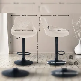 CLP 2er Set Barhocker Lazio Samt creme/schwarz