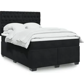 vidaXL Boxspringbett mit Matratze Schwarz 140x200 cm Samt