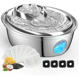 GoldenSun Katzenbrunnen, Rostfreie Stähle Automatischer Wasserbrunnen für Katzen, 2L Katzen Trinkbrunnen – 12 Aktivkohlefilter, Geeignet für alle Rassengrößen (D36)