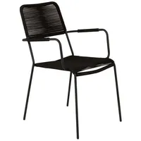 VCM ebuy24 Gartenstuhl mit Armlehnen Stapelbar Schwarz