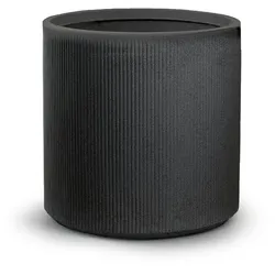 Harzvase für Pflanzen im Innen- und Außenbereich, rundes zylindrisches Design, D.36x35h, Modigliani Grey