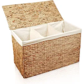lycce Wäschesortierer Wasserhyazinthe 150L, 3 Fächer Stoffeinsatz