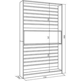 SKRAUT HOME Bücherregal 110 x 25 x 186 cm Schwarz/Weiß