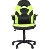 MCW Bürostuhl MCW-K13, Drehstuhl Gamingstuhl, ergonomisch, verstellbare Armlehne, Kunstleder schwarz-grün
