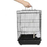 Vogelkäfig Wellensittich Kanarien Käfig,Vogelkäfig Vogelvoliere Tierkäfig Vogelhaus,mit extra viel Platz,mit Freisitz und Zubebör mit Ständer,Exotenkäfig(40x40x58cm Schwarz)