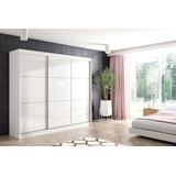 ALTDECOR Schiebetürenschrank VIVI (Kleiderschrank Aluminium-Leisten, Lacobel, Schiebetürenschrank) weiß 180 cm x 216 cm x 61 cm