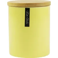 Vorratsdose Gelb mit Holzdeckel Keramik Vorratsbehälter Keramikdose Dose Küchenbehälter 500ml - Gelb