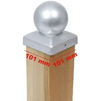 4 x PFOSTENKAPPE KUGEL STAHL FEUERVERZINKT 101 x 101 MM