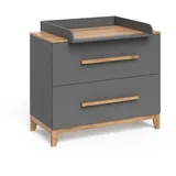 VitaliSpa Wickelkommode Malia, Grau/Artisan/Artisan, 108 x 98 cm mit 2 Schubladen,