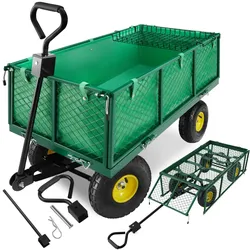 tectake® Bollerwagen, mit klappbaren Seitenwänden, leichtgängige Lenkachse mit gepolstertem Griff, Belastbarkeit 550 kg