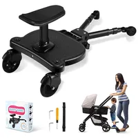 ENERHUB Buggy Board mit Sitz, Trittbrett für Kinderwagen Universal, kiddy Board, Kompatibel mit 99% Kinderwagen, für Kinder von 2-6 Jahren Tragkraft 25kg (Schwarz)