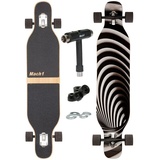 Mach1 Longboard aus Bambus mit Keramik Kugellager - Camber Drop Through Cruiser Board (Spar-Set inkl. T-Tool und extra Bushings, Longboard + T-Tool + 4er Set 85A Bushings), Twin Tip weiß