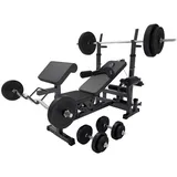 GORILLA SPORTS Kraftstation inkl. Hantelset 100kg, Latzug, Weiß/Schwarz - Multifunktion Hantelbank schwarz