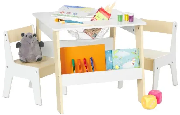 Relaxdays 3-teilige Kindersitzgruppe Beige,Weiß