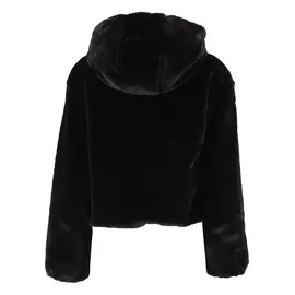 URBAN CLASSICS Ladies Full Zip Faux Fur Hoodie - schwarz,