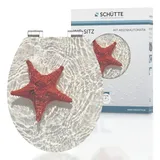 Schütte WC-Sitz Red Starfish Holzkern mit Absenkautomatik