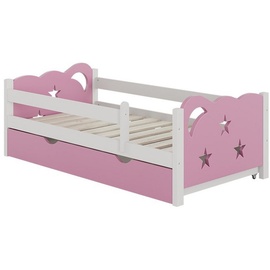 Livinity Kinderbett Einzelbett Juniorbett Jessica Weiß Pink 140x70 cm modern Kinderzimmer Bett Bettschublade Rausfallschutz