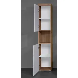 trendteam Hochschrank Amanda weiß Hochglanz Asteiche Nachbildung B/H/T: ca. 37x190x31 cm