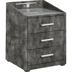 Nachtkonsole ED EXCITING DESIGN "Moon", grau (anthrazit, infinity 16 elephant), B:47cm H:61cm T:46cm, Sideboards, mit LED-Beleuchtung und USB-Anschluss & USB-C-Anschluss