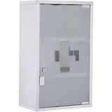 STILVORA Medizinschrank aus Edelstahl 50x30x18 cm mit Schloss und satiniertem Sicherheitsglas Silber für sichere Aufbewahrung und schnelle Orientierung