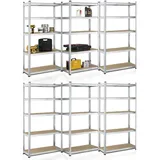 Juskys Lagerregal Metall 180 x 90 x 40 cm Silber