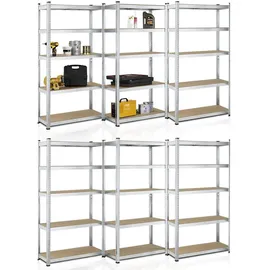 Juskys Lagerregal Metall 180 x 90 x 40 cm Silber