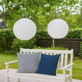 GLOBO 2er Set LED Hängelampe Gartenleuchte weiß Hochzeit Partylaterne Gartendeko, Edelstahl Kunststoff, warmweiß,