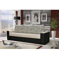 Sofa Designersofa LEEDS 3-Sitzer mit Schlaffunktion Schwarz / Beige - Schwarz