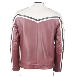Top Gun Lederjacke Dunkelrot/Beige/Schwarz M