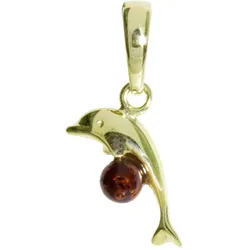 Ketten-Anhänger OSTSEE-SCHMUCK "Ostsee-Schmuck Anhänger Delphin Anhänger Delphin", gelb, Schmuckanhänger, Damen, 24 x 14mm, Gelbgold 333, 1.1 g
