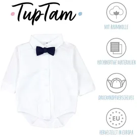 TupTam Langarmbody TUPTAM "Body Jungen Baby Hemd-Body Langarm mit Kragen", Jungen, Gr. 80, N-Gr, weiß (weiß, dunkelblaue fliege), Obermaterial: 50% Baumwolle CO. 50% Polyester PES., Bodys