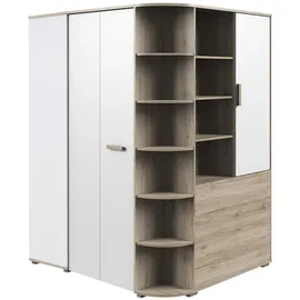 Lomadox Eckkleiderschrank Begehbar Eiche Mit Weiß Canton-43