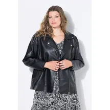 Studio Untold Damen große Größen Übergrößen Plus Size Bikerjacke, Lederoptik, Oversized, Zipper schwarz 46+ 844811100-46+ - 46-48
