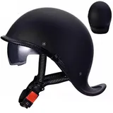 Retro Motorrad Halbhelme, Schwalbenschwanz-Design Motorrad-Helm, DOT/ECE-Zulassung Halbschalenhelm, Roller Helm mit Visier Einstellbar Schnellverschluss-Gurt, für Cruiser Chopper