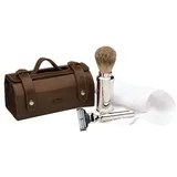 ERBE Shaving Shop Rasiersets Rasier-Set in Ledertasche, Gillette Mach3 Braun