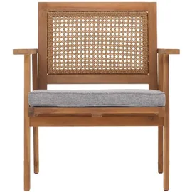 MCW Garten-Garnitur MCW-N46, Lounge-Set Gartenlounge Bank Sessel Tisch, Holz Akazie MVG-zertifiziert ~ Kissen grau