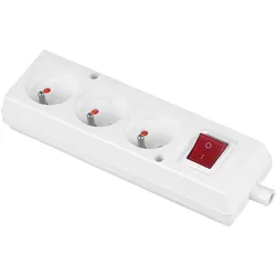 Tragbare Dreifach-Steckdose 3x 250V TYP E weiß mit Schalter
