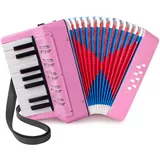 Akkordeon, 17 Tasten Klavier Akkordeon für Kinder 8 Bass mit Riemen für Anfänger Student Educational Musical Instrument (Rosa)