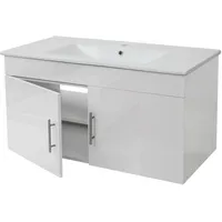 MCW Waschbecken + Unterschrank MCW-D16, Waschbecken Waschtisch, hochglanz 90cm