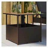 vidaXL Gartentisch mit Schirmloch Braun 55x55x46,5 cm Poly Rattan